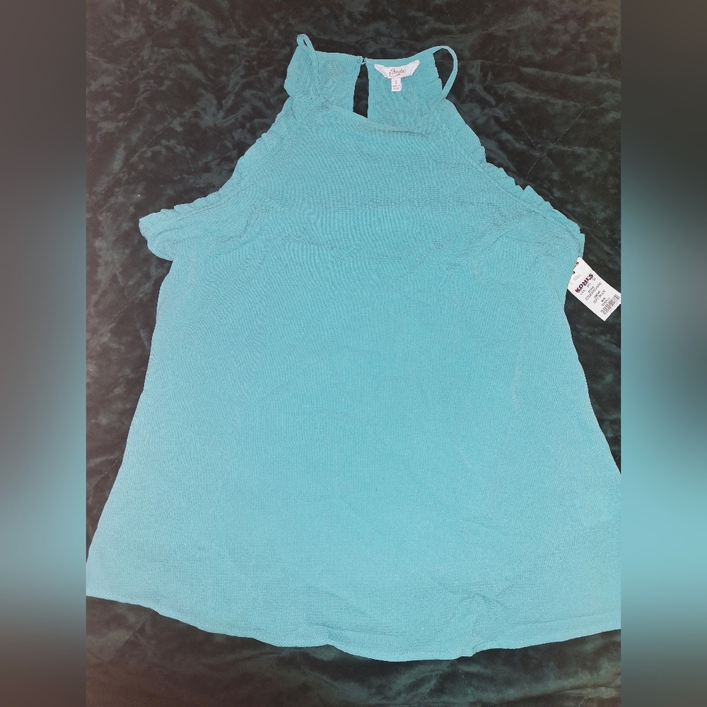 Candies Blue Green Teal Halter Tank Top Ruffled NWT Size Small